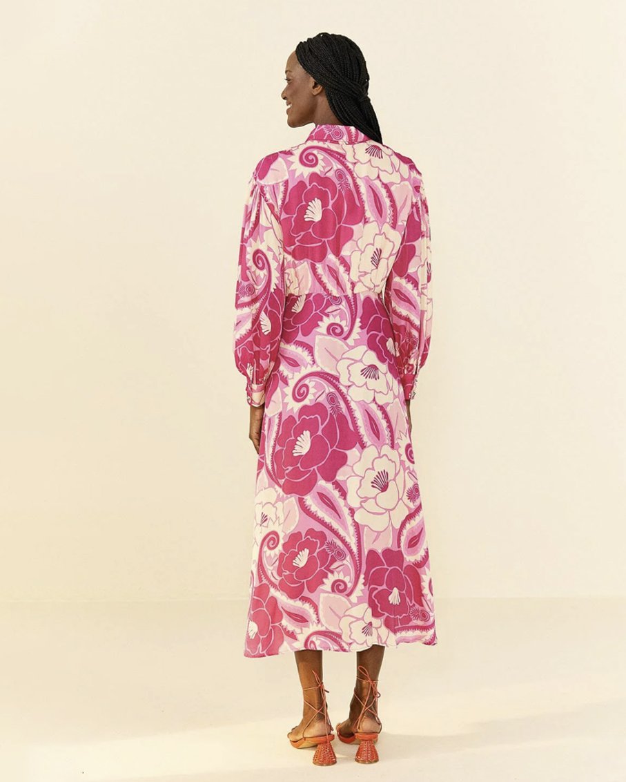 tropical groove midi dress Farm Rio Tropical Groove Lenzing Ecovero Viscose Midi Dress - Tropical Groove Blue