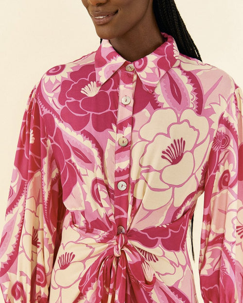 Tropical groove pink midi dress
