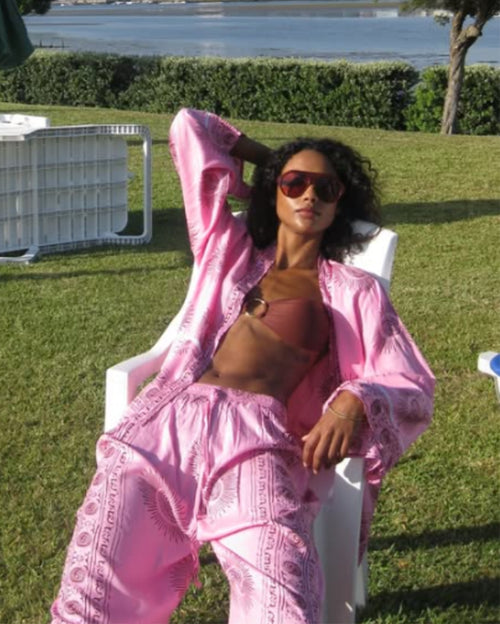 Pink Palm Kimono Sets