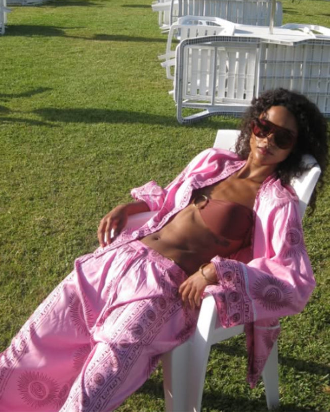 Pink Palm Kimono Sets