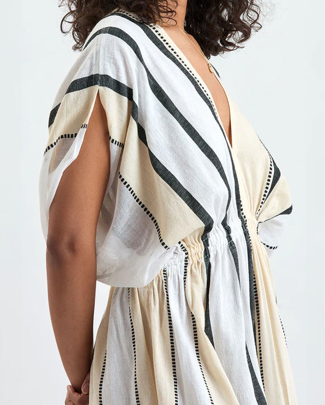 Leila Plunge Long Dress Tomoca Cream