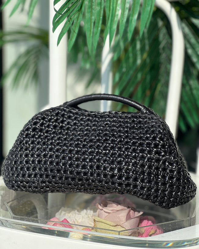Popcorn Metallic Handmade Rectangular Black Bag