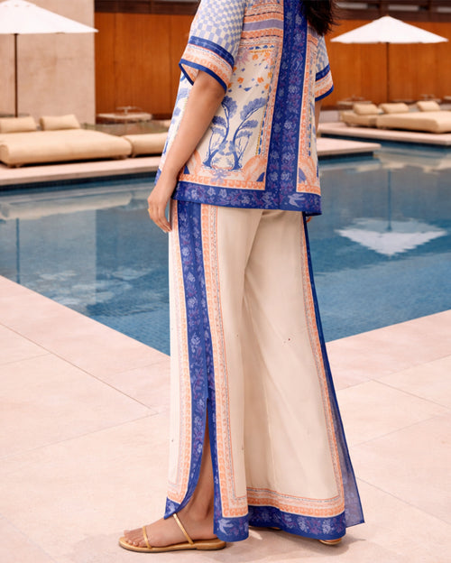 Quinn Co-Ord Shirt and Pants Set in Blue