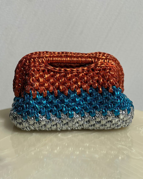 Rectangular Basket Bag with Open Handle OSB Multicolor