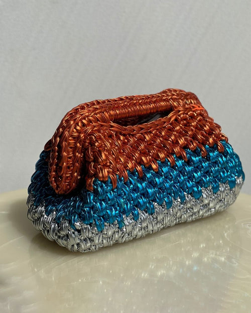 Rectangular Basket Bag with Open Handle OSB Multicolor