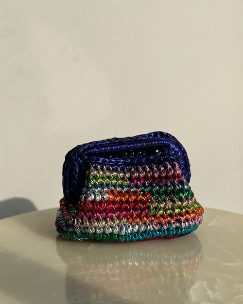 Rectangular Multicolor Basket Bag with Open Handle