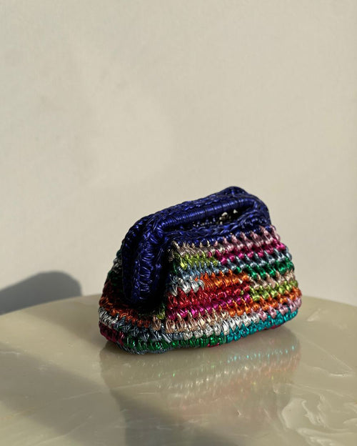 Rectangular Multicolor Basket Bag with Open Handle