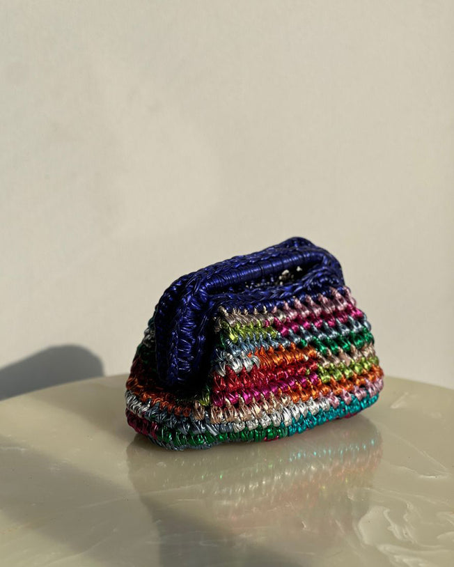 Rectangular Multicolor Basket Bag with Open Handle