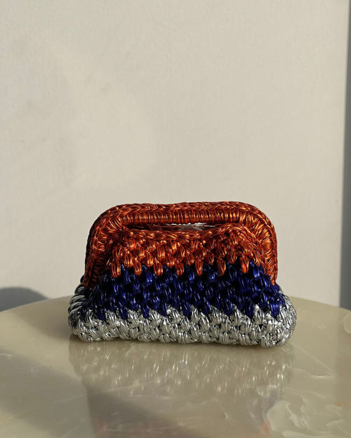 Rectangular Tri-Color OBS Basket Bag with Open Handle