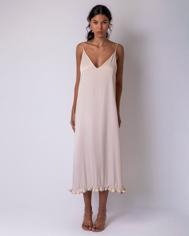 Redor Sleeveless Midi Dress - Latte Coffe