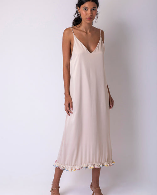 Redor Sleeveless Midi Dress - Latte Coffe