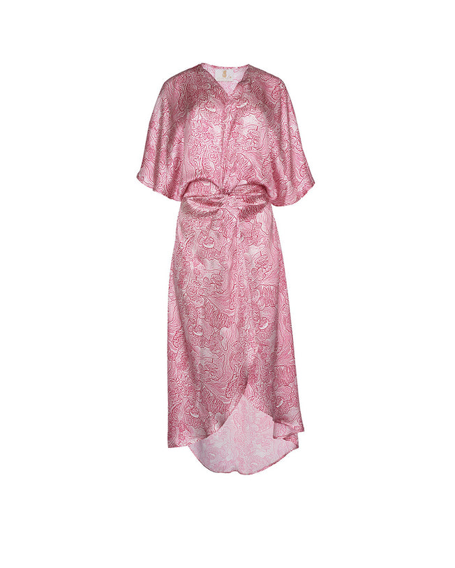 The Penelope Tunic in Coral Reef Ocean Rose Silk