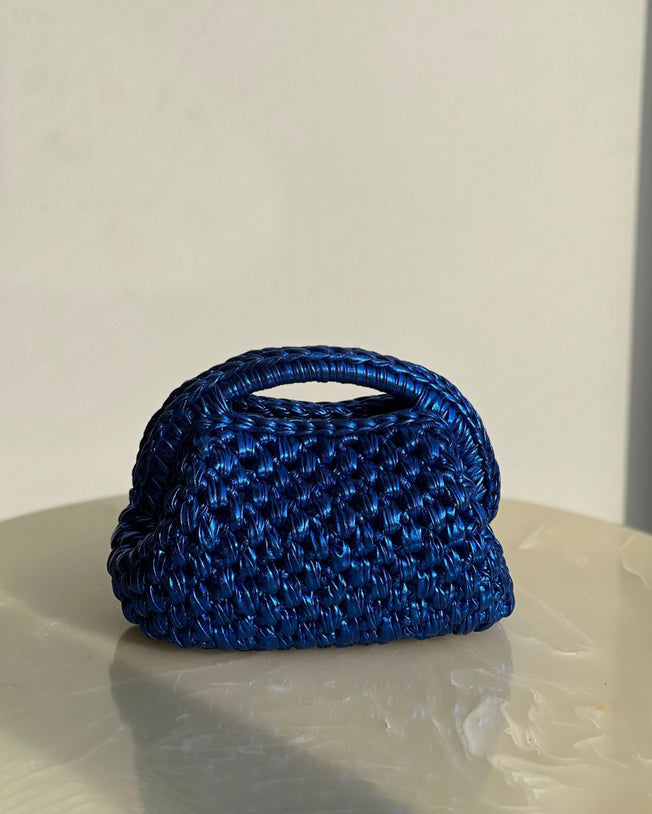 Grand Galactica Metallic Rope Royal Blue Basket Bag