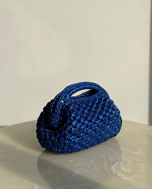 Grand Galactica Metallic Rope Royal Blue Basket Bag
