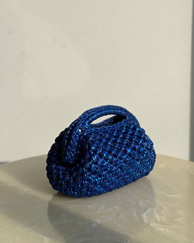 Grand Galactica Metallic Rope Royal Blue Basket Bag