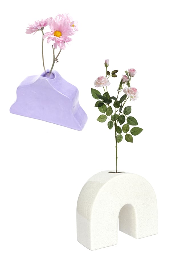 Stone bow vase with lilac mini cloud vase sets