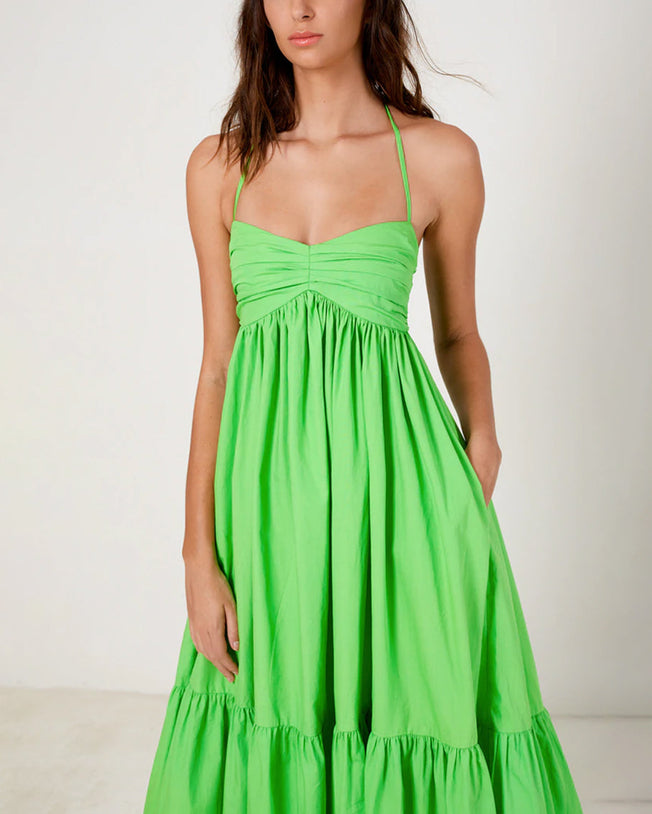 Sweetheart tiered maxi dress the hills green