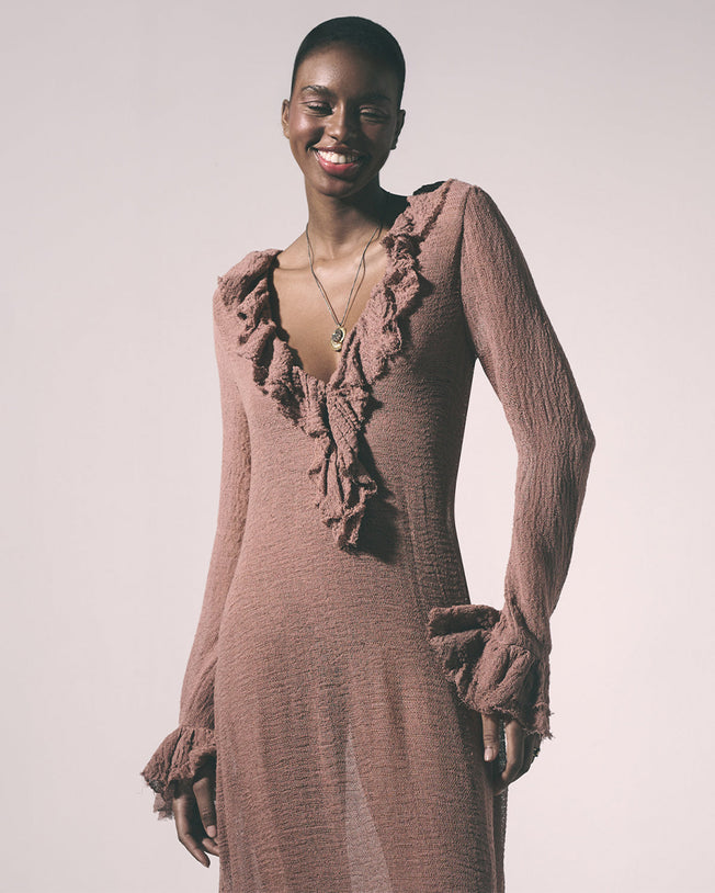 Salma Frill Maxi Dress Mocha