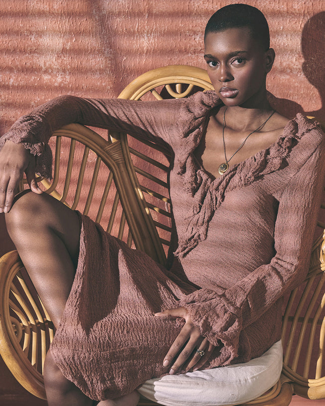 Salma Frill Maxi Dress Mocha