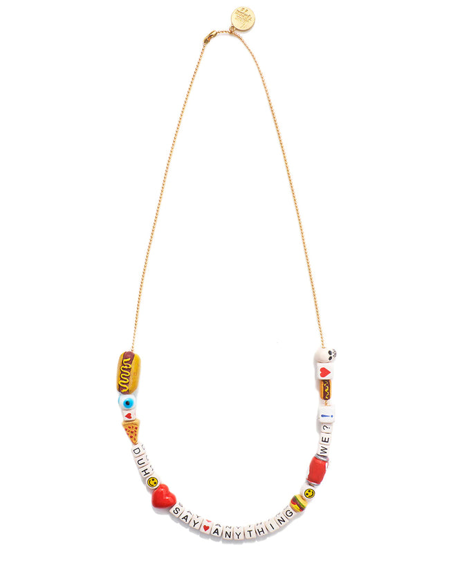 Say Anything DIY Necklace Kit-Snack Attack Gold Plated With Mixed-Media Charms