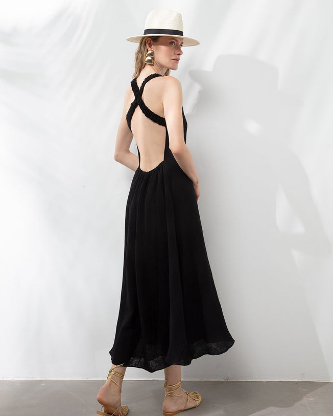 Say Dream X-Back Black Long Dress