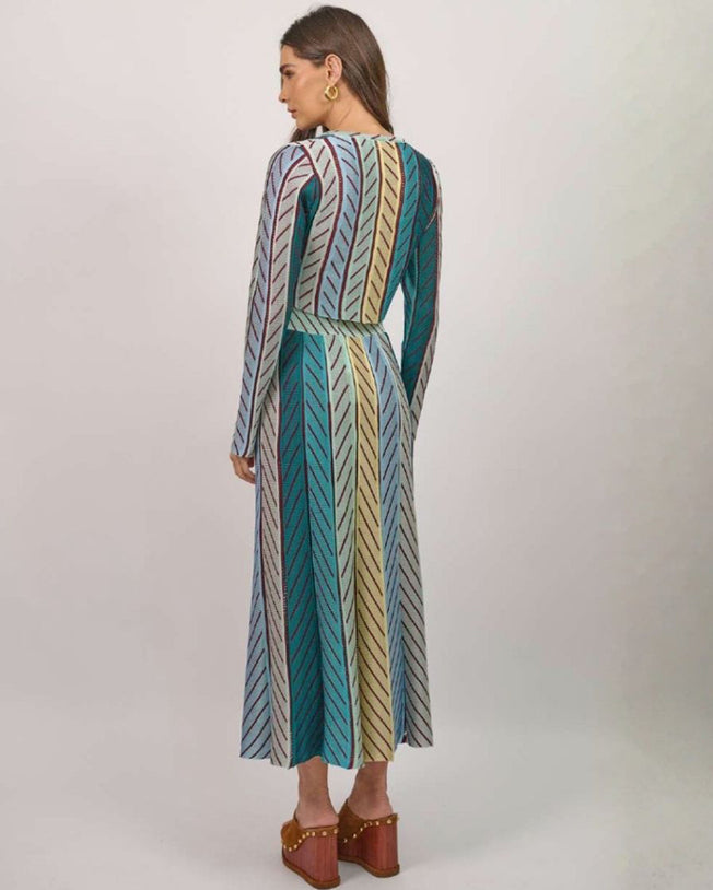 Scarlet Abigail Short Cardigan & Midi Skirt Set - Aqua Green