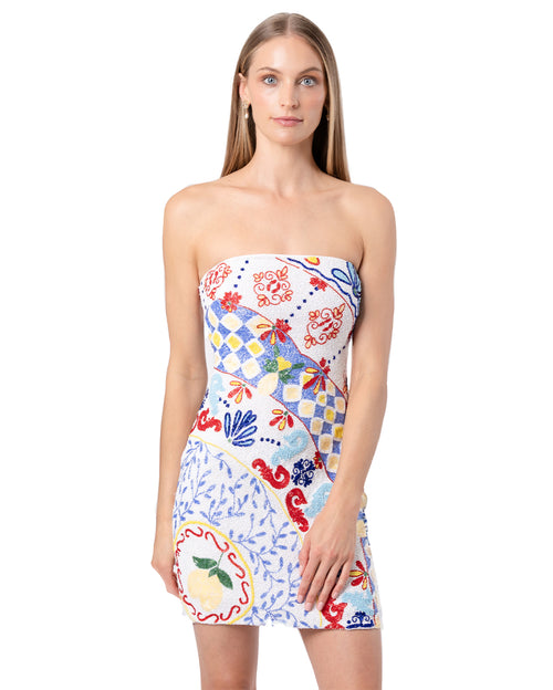 Senorita Hand-Beaded Embellished Short Dress - White