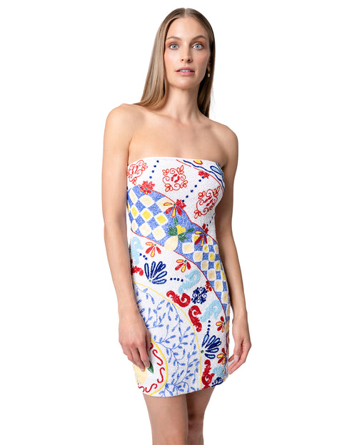 Senorita Hand-Beaded Embellished Short Dress - White