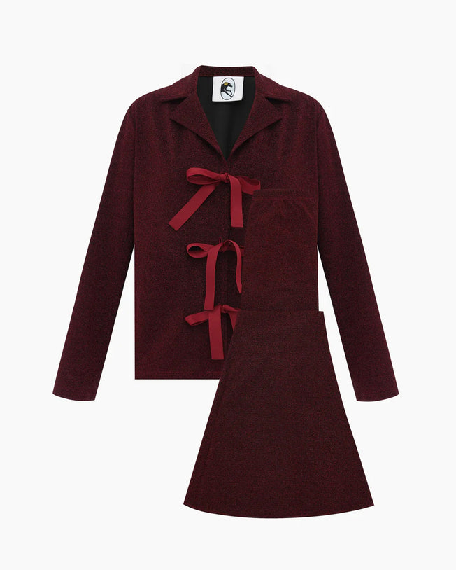 Stardust Lurex Lounge Suit in Burgundy