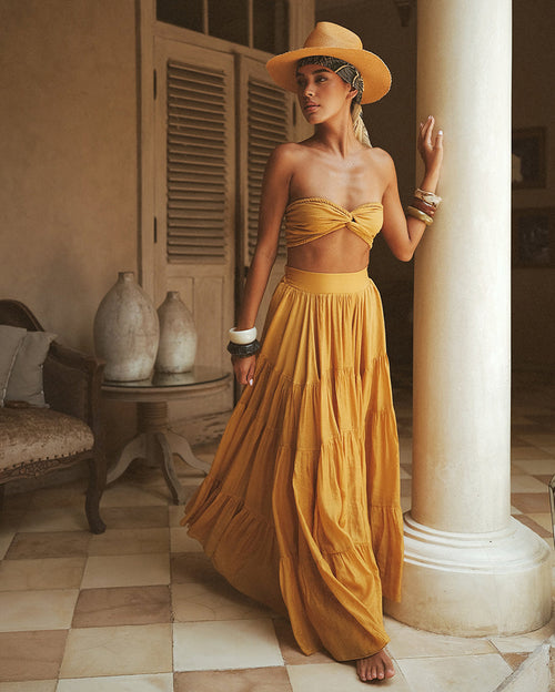 Suit California Amber Top and Skirt Yellow