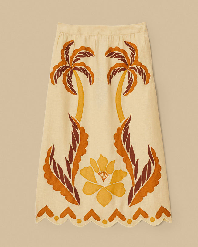 Summer Cutwork Sand Blouse and Skirt Set