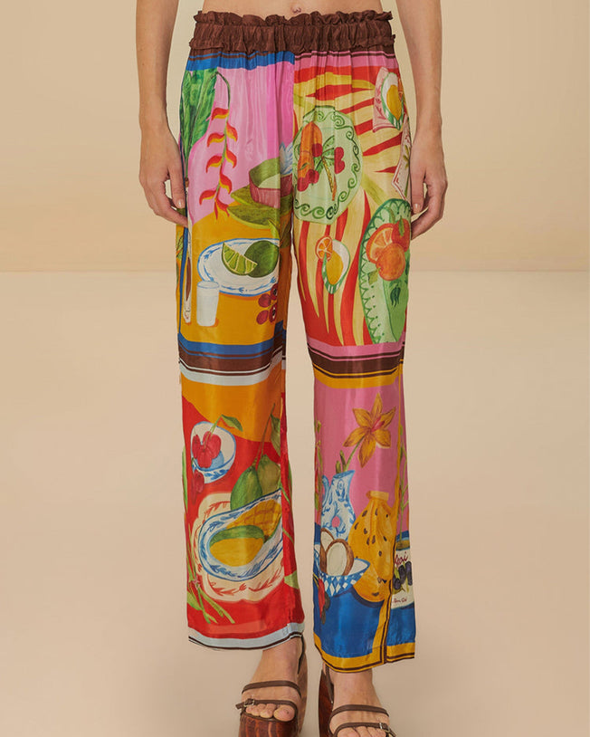 Summer Picnic Multicolor Scarf and Low Waist Pants Set