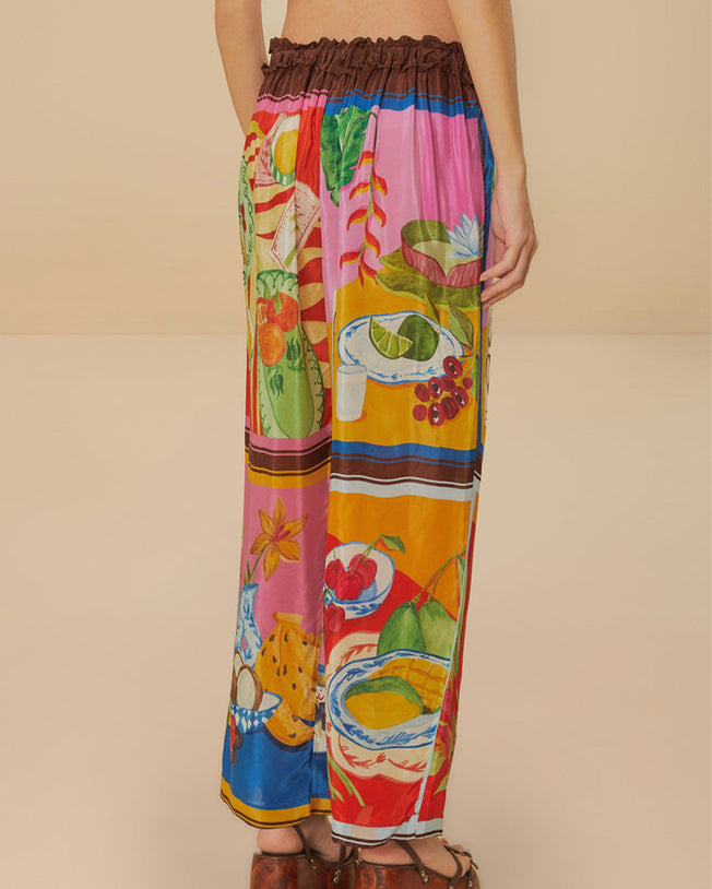 Summer Picnic Multicolor Scarf and Low Waist Pants Set