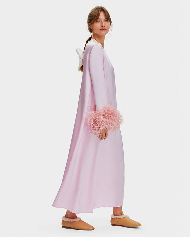 Suzi Maxi Dress with Detachable Feathers in Pink