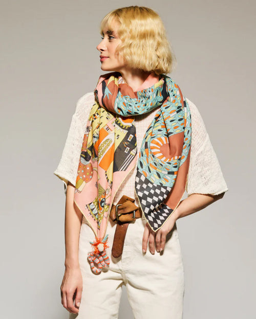 The Dragon Speaks Printed Cotton Scarf 137cm