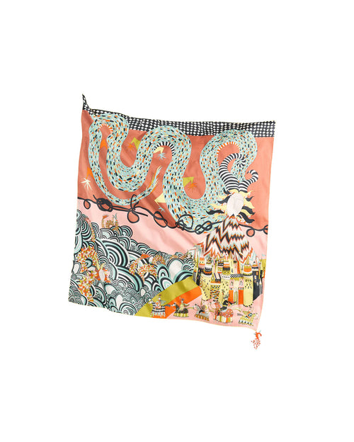 The Dragon Speaks Printed Cotton Scarf 137cm
