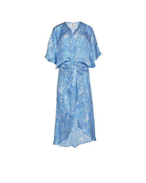 The Penelope Tunic in Coral Reef Ocean Blue Silk