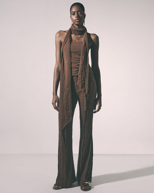 Tierra Top & Scarf and Pants Chocolate Set