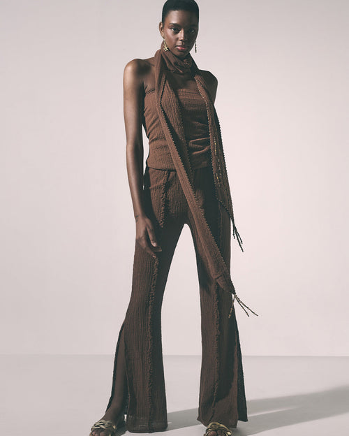 Tierra Top & Scarf and Pants Chocolate Set