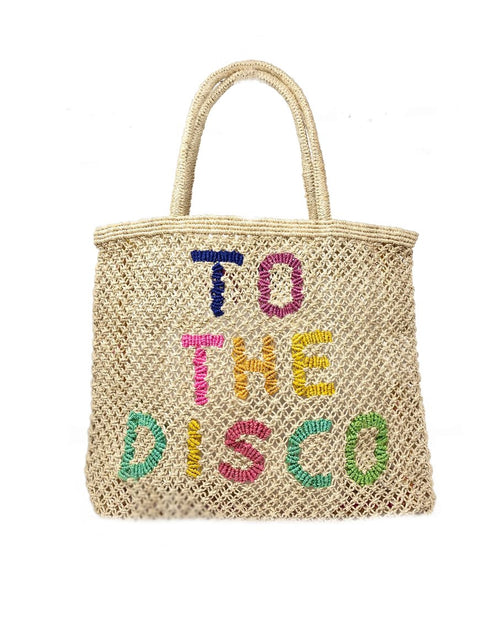 To the disco - natural and multi large tote bags