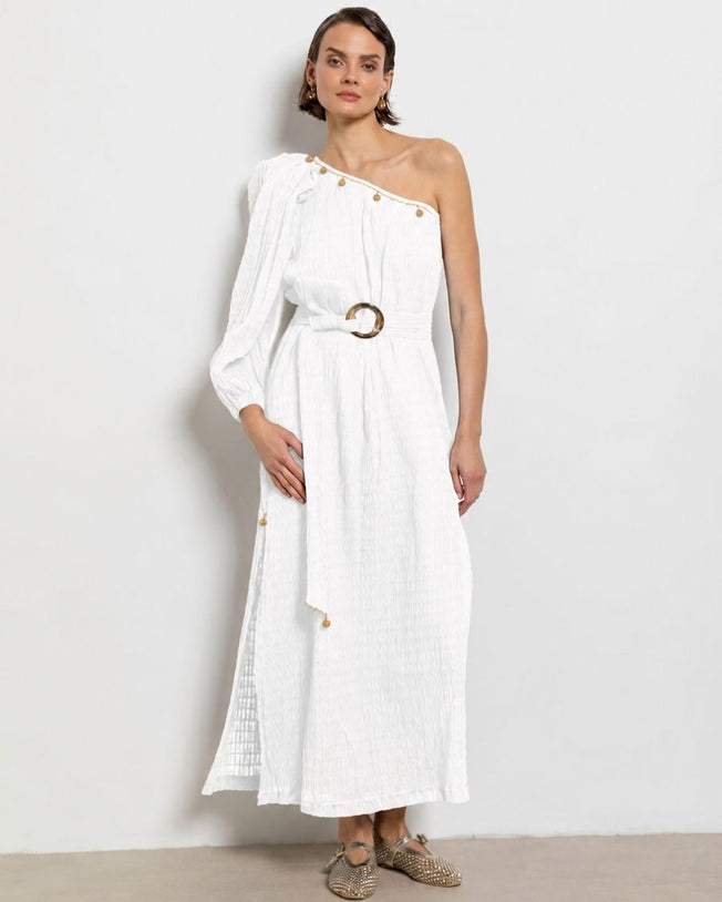 Topkapi Dress with Belt Ecru