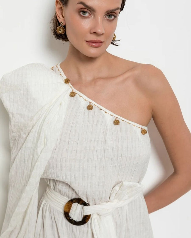 Topkapi Dress with Belt Ecru