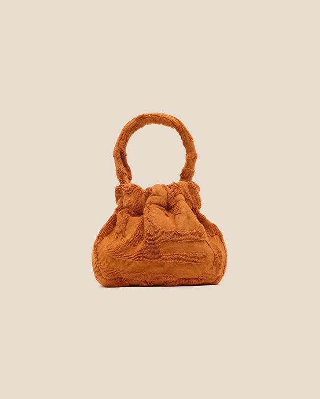 Towelling Wrap Skirt with Bucket Bag Set in Kin Clay Orange