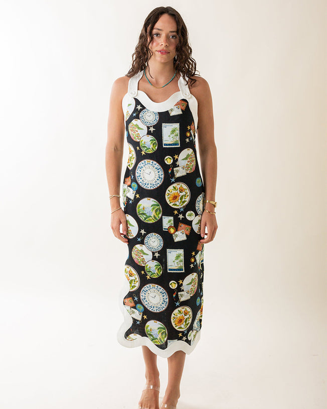 Trip Souvenir Black Wavecropped Sleeveless Maxi Dress
