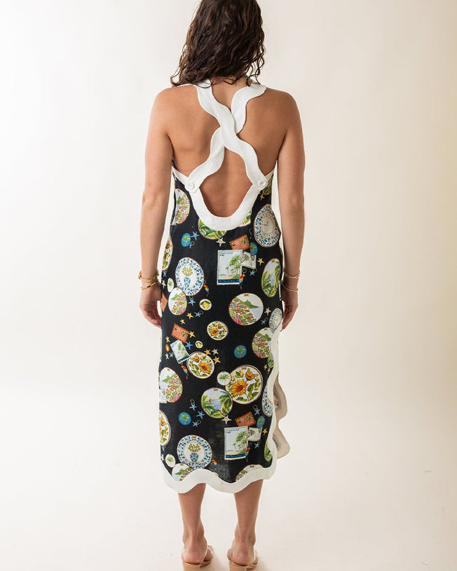 Trip Souvenir Black Wavecropped Sleeveless Maxi Dress
