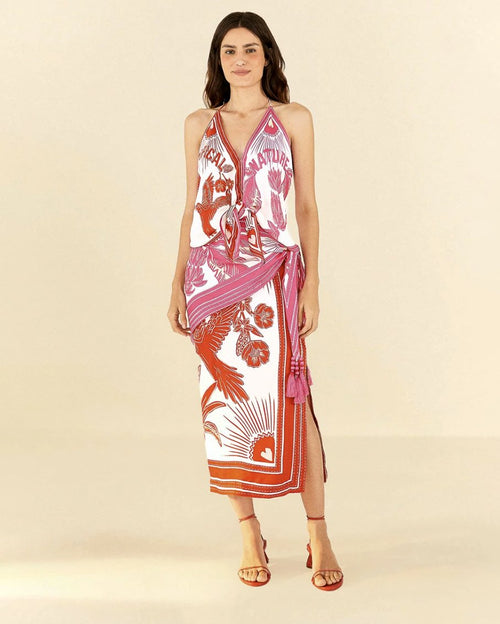 Tropical dream halter blouse & midi skirt set