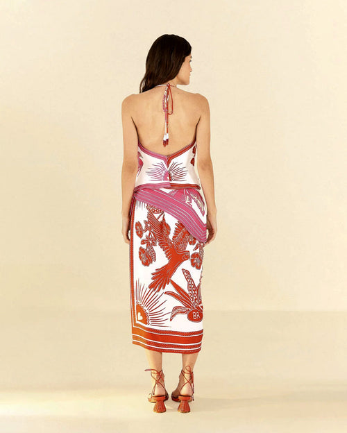 Tropical dream halter blouse & midi skirt set