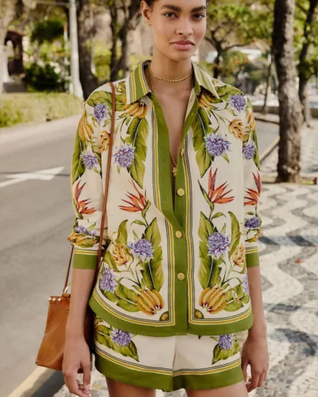 Tropical Scarf Sand Shirt and Shorts Set