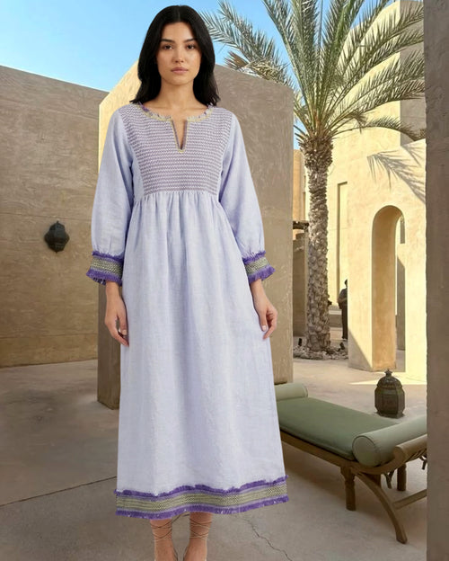 Tulum Lilac Linen Maxi Dress