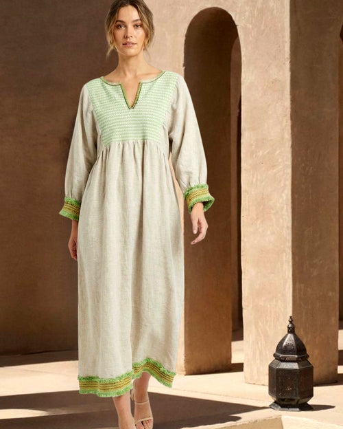 Tulum Natural Linen Maxi Dress